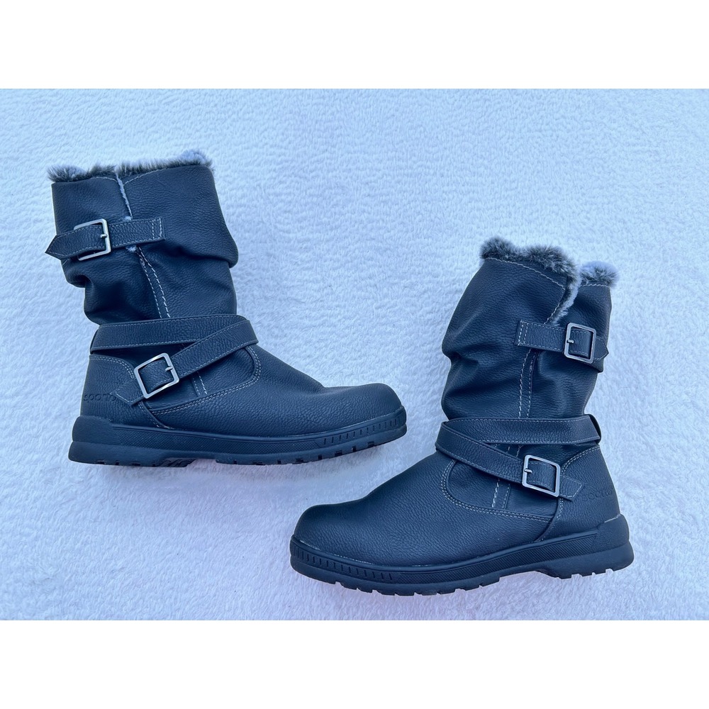 Sporto Womens Black Thinsulate Insulated Water Resistant Faux Fur Boots Size 8M
